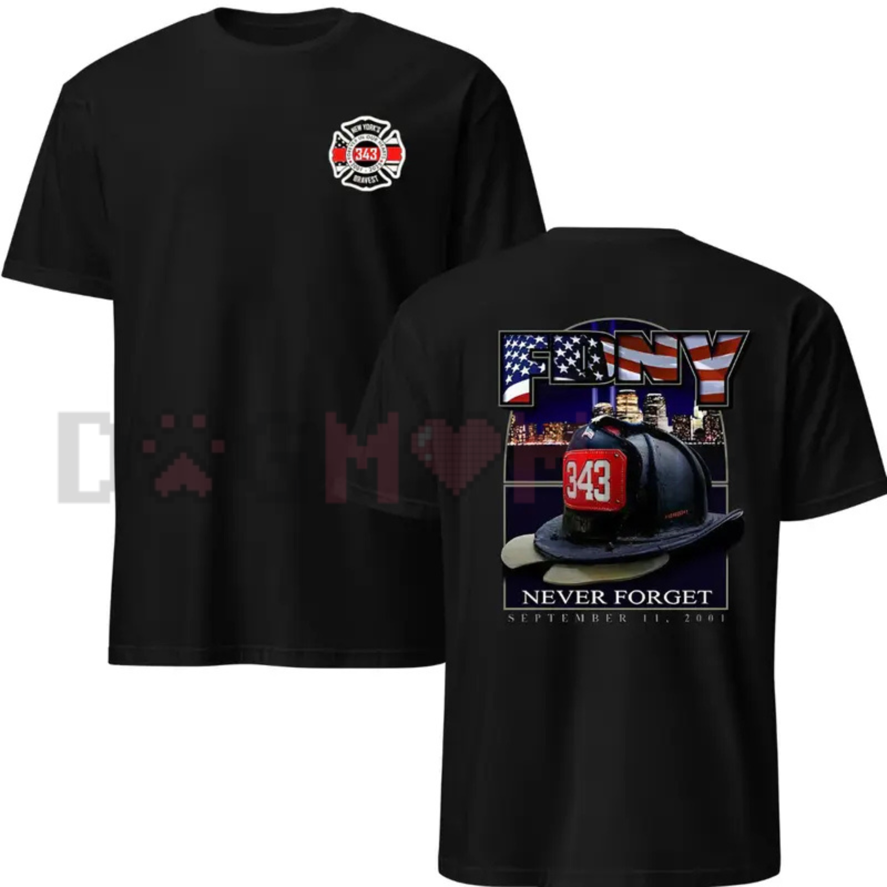 343 Firefighter Memorial T-Shirt – 9/11 Never Forget Tribute Tee