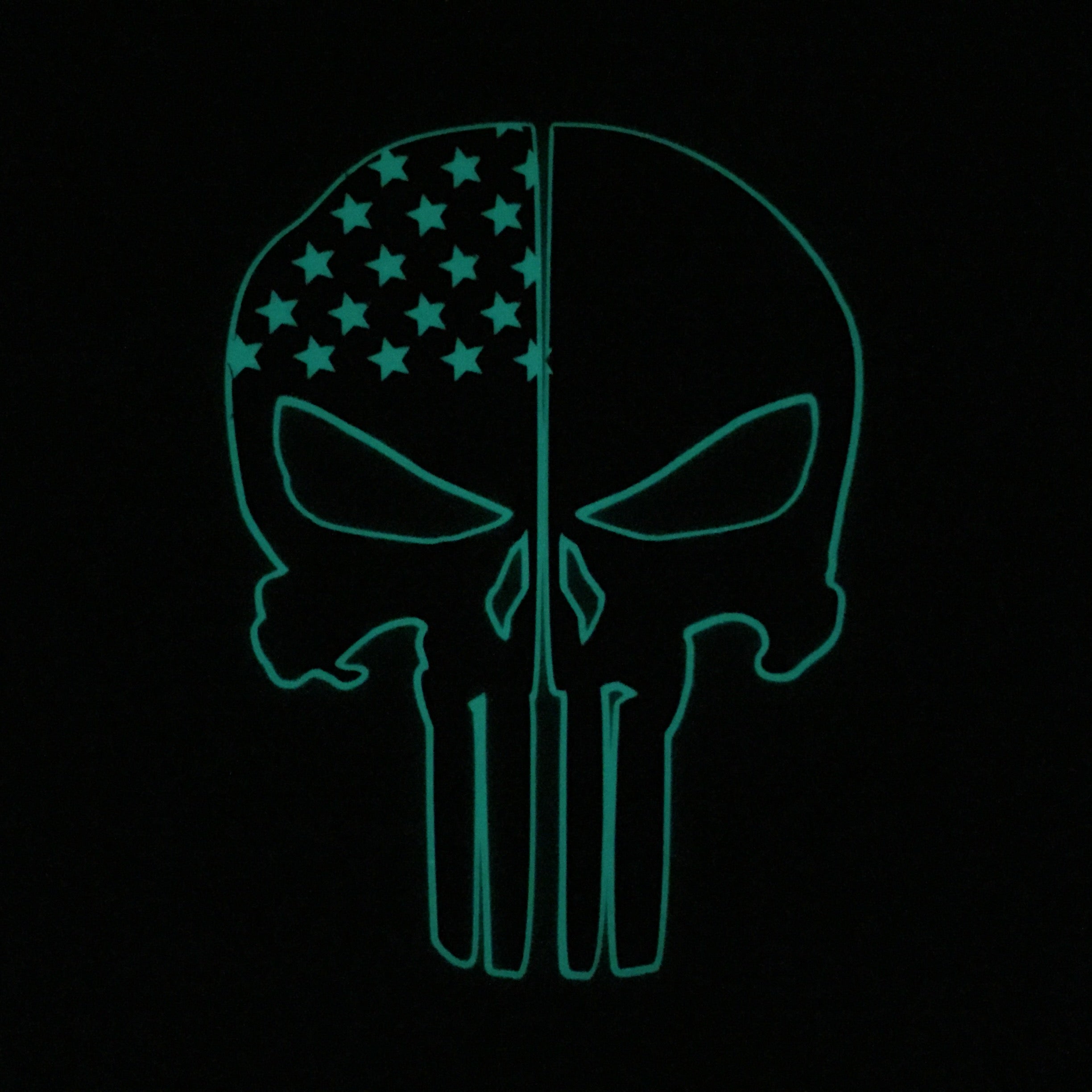 THIN RED LINE FLAG PUNISHER SKULL REAR HELMET REFLECTIVE/GLOW IN THE DARK STARS & STRIPES/OUTLINE  HELMET DECAL
