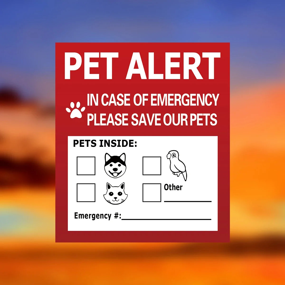 Pet Alert Stickers | Emergency Pet Rescue Window Decals (4 Pack)