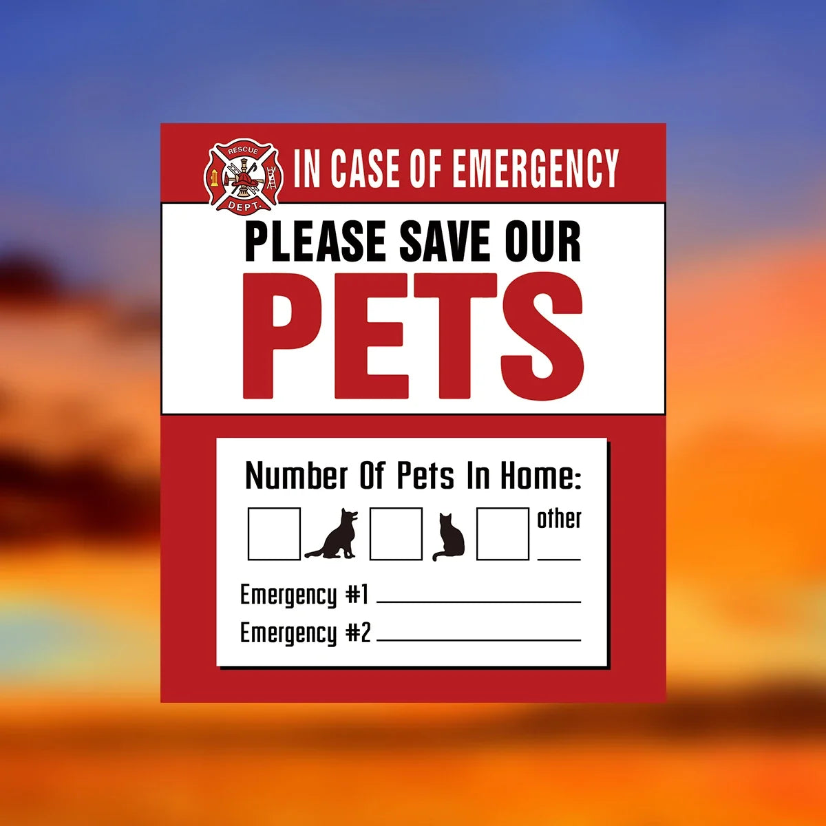 Pet Alert Stickers | Emergency Pet Rescue Window Decals (4 Pack)