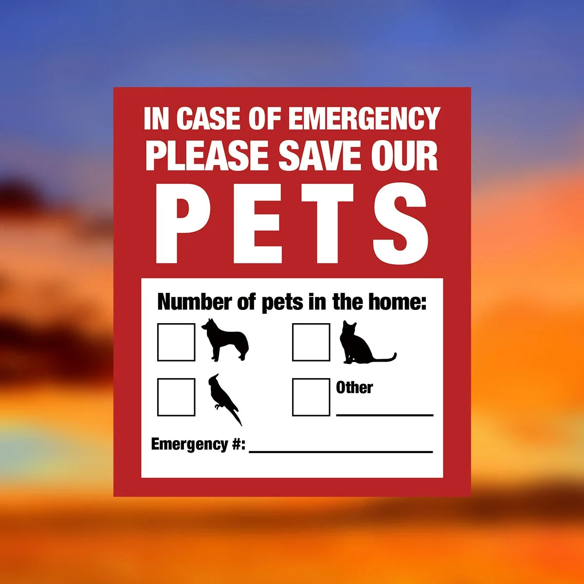 Pet Alert Stickers | Emergency Pet Rescue Window Decals (4 Pack)