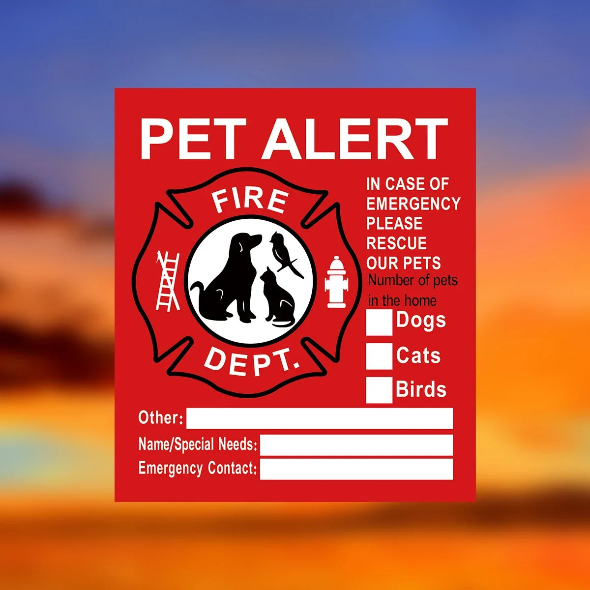 Pet Alert Stickers | Emergency Pet Rescue Window Decals (4 Pack)