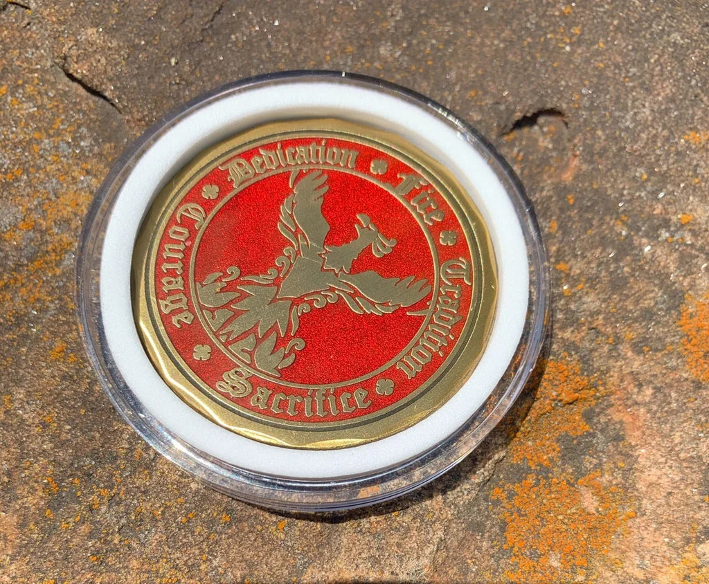 Fight Fire 4 Principles, Dedication, Tradition, Courage and Sacrifice Phoenix Firefighter Challenge Coin